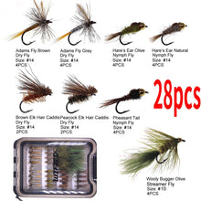 Load image into Gallery viewer, Dry Wet Flies Nymph Set Kit 28pcs