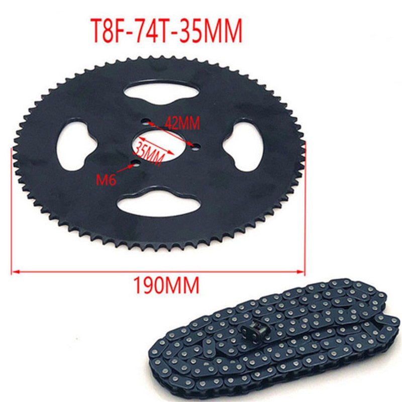 47cc 49cc T8F Chain 136 Links and 38 54 74 Teeth Sprocket