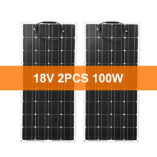 Load image into Gallery viewer, Dokio 18V/16V 100W 200W Flexible Monocrystalline Solar Panel Charge 12V Battery For Car/Boat/ Home Waterproof Solar Panel China
