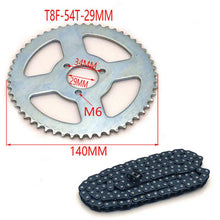 Load image into Gallery viewer, 47cc 49cc T8F Chain 136 Links and 38 54 74 Teeth Sprocket
