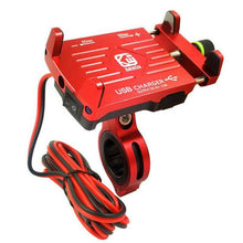 Load image into Gallery viewer, Motorcycle Bicycle Aluminum Alloy Phone Holder With USB Fast Power Charger Universal
